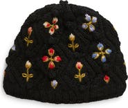 FRENCH KNOT Tilly Floral Embroidered Wool Knit Hat