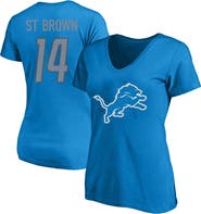 FANATICS Women's Amon-Ra St. Brown Blue Detroit Lions Plus Size Fair Catch Name & Number V-Neck T-Shirt