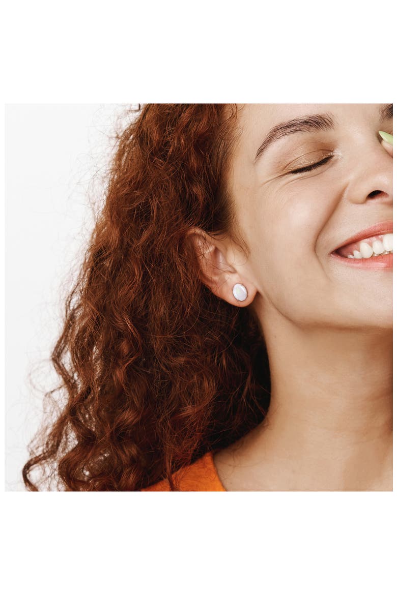 Oval Opal Stud Earrings & Pendant Necklace Set, Alternate, color, WHITE