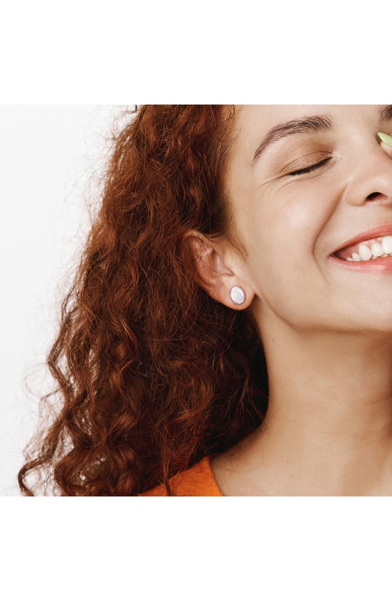 DELMAR Oval Opal Stud Earrings & Pendant Necklace Set, Alternate, color, White