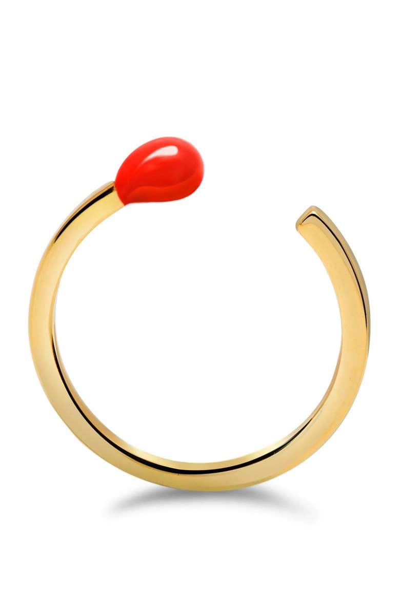 GABI RIELLE Yellow Gold Vermeil Red Matchstick Bypass Ring, Main, color, Gold