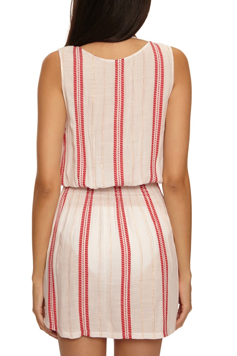 Radiance Metallic Stripe Cover-Up Dress, Alternate, color, RUBY/ WHITE