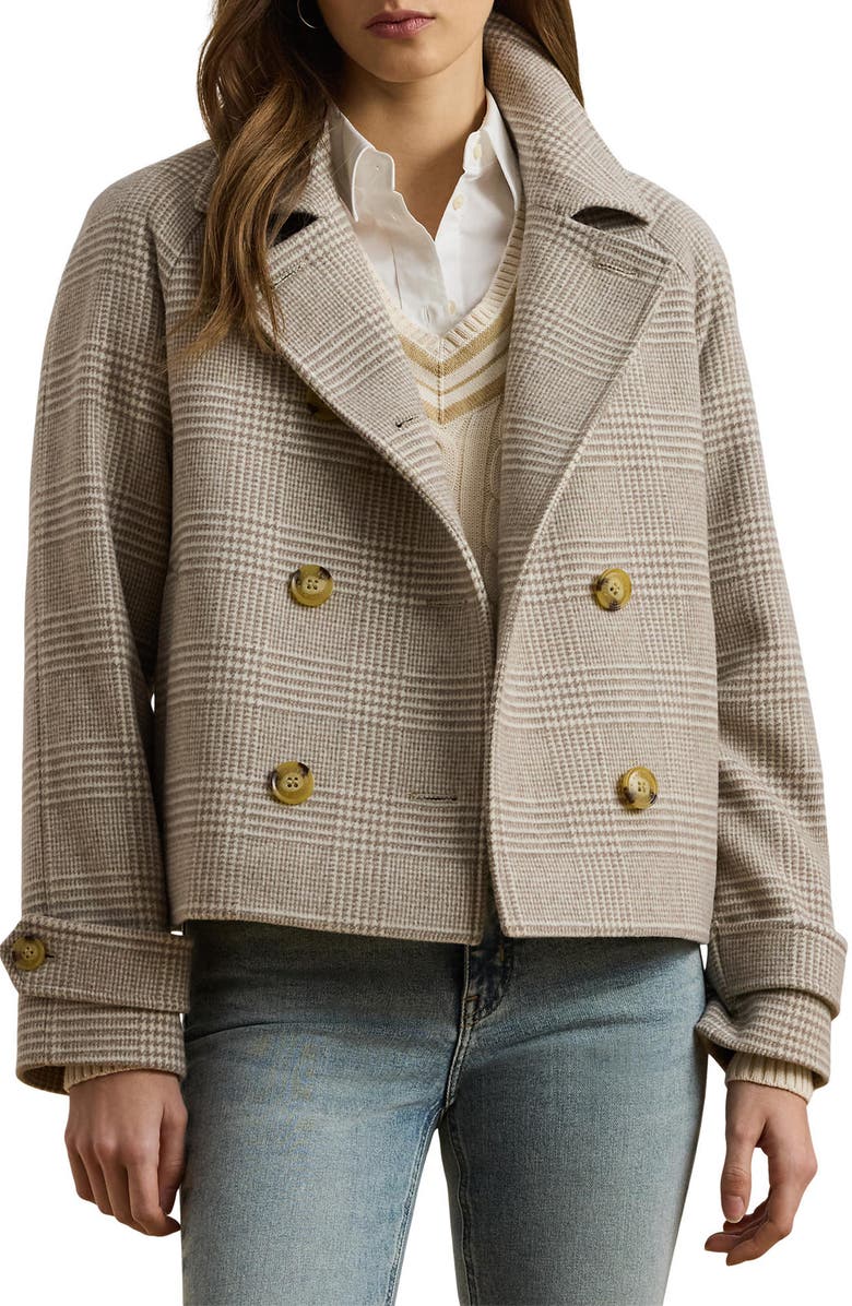 Lauren Ralph Lauren Double Breasted Wool Blend Crop Coat, Main, color,