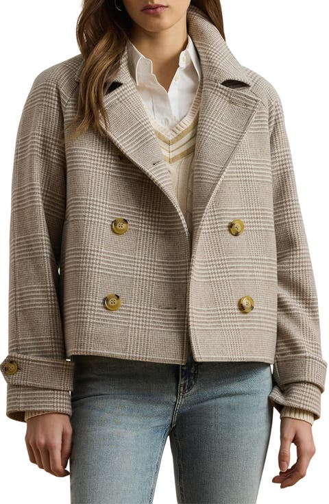 Double Breasted Wool Blend Crop Coat