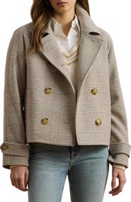 Lauren Ralph Lauren Double Breasted Wool Blend Crop Coat