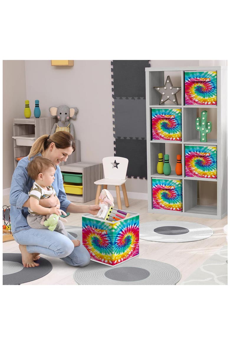 Set of 6 11-Inch Foldable Storage Bins, Alternate, color, TIE DYE