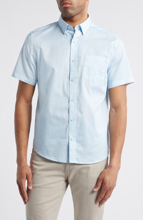 Diamond Print Short Sleeve Button-Up Shirt