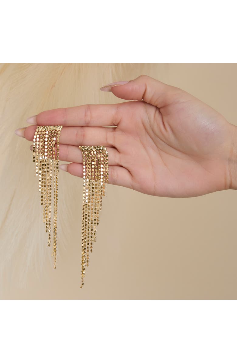 Jessica Simpson Rhinestone Fringe Drop Earrings, Alternate, color, Gold