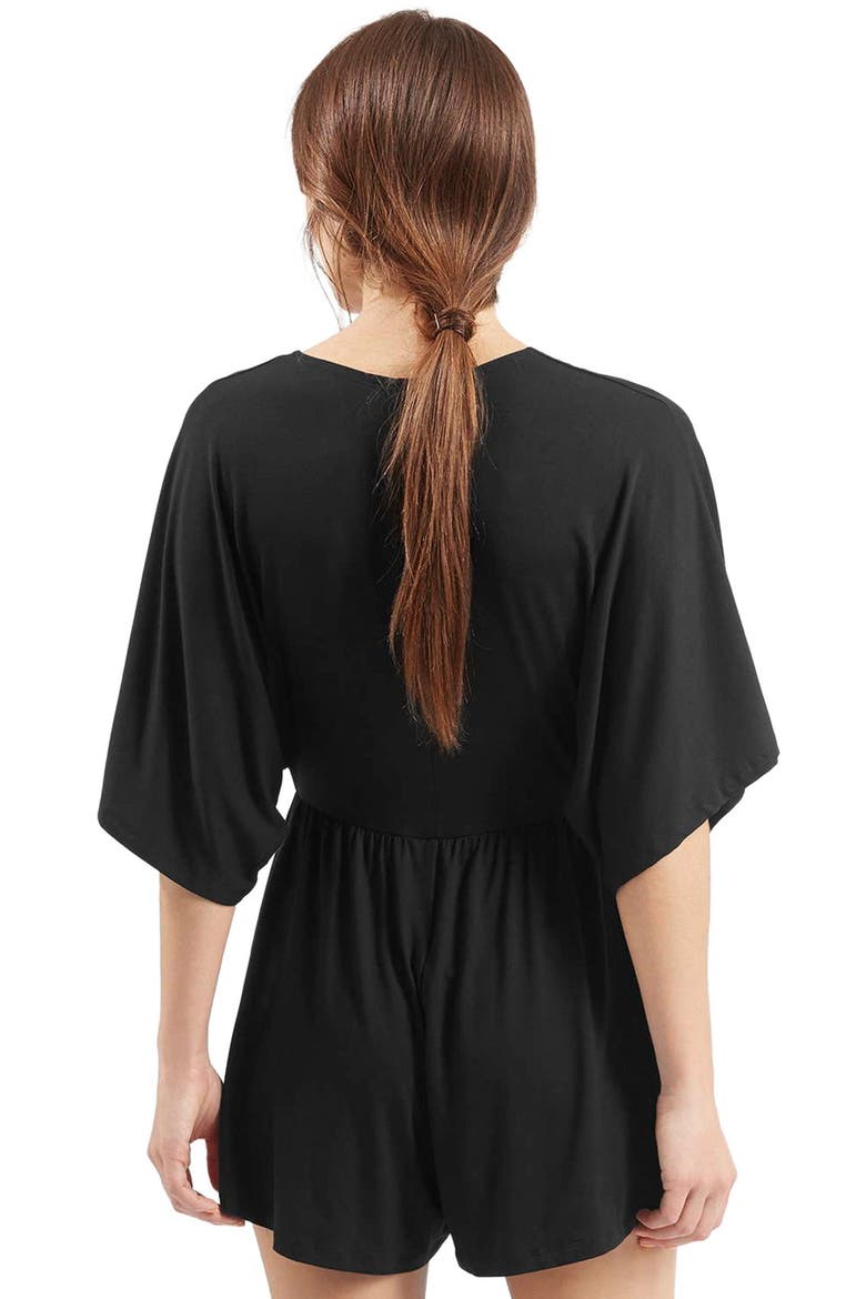 Plunge Jersey Romper, Alternate, color, BLACK