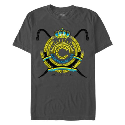 Crooks & Castles Thomas Crown Inc. Coat Of Arms Graphic T-shirt In Charcoal