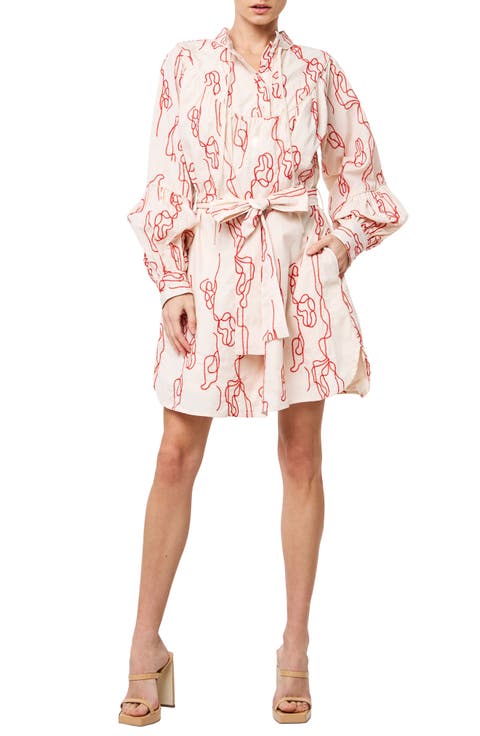 Amelie Embroidered Long Sleeve Shirtdress