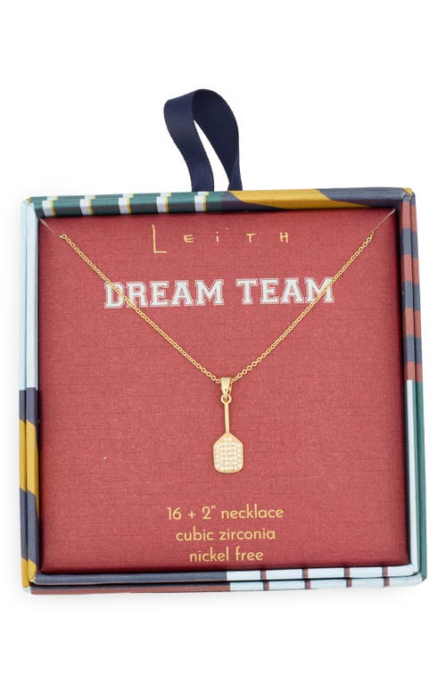 Leith Cubic Zirconia Pickleball Racket Pendant Necklace In Gold