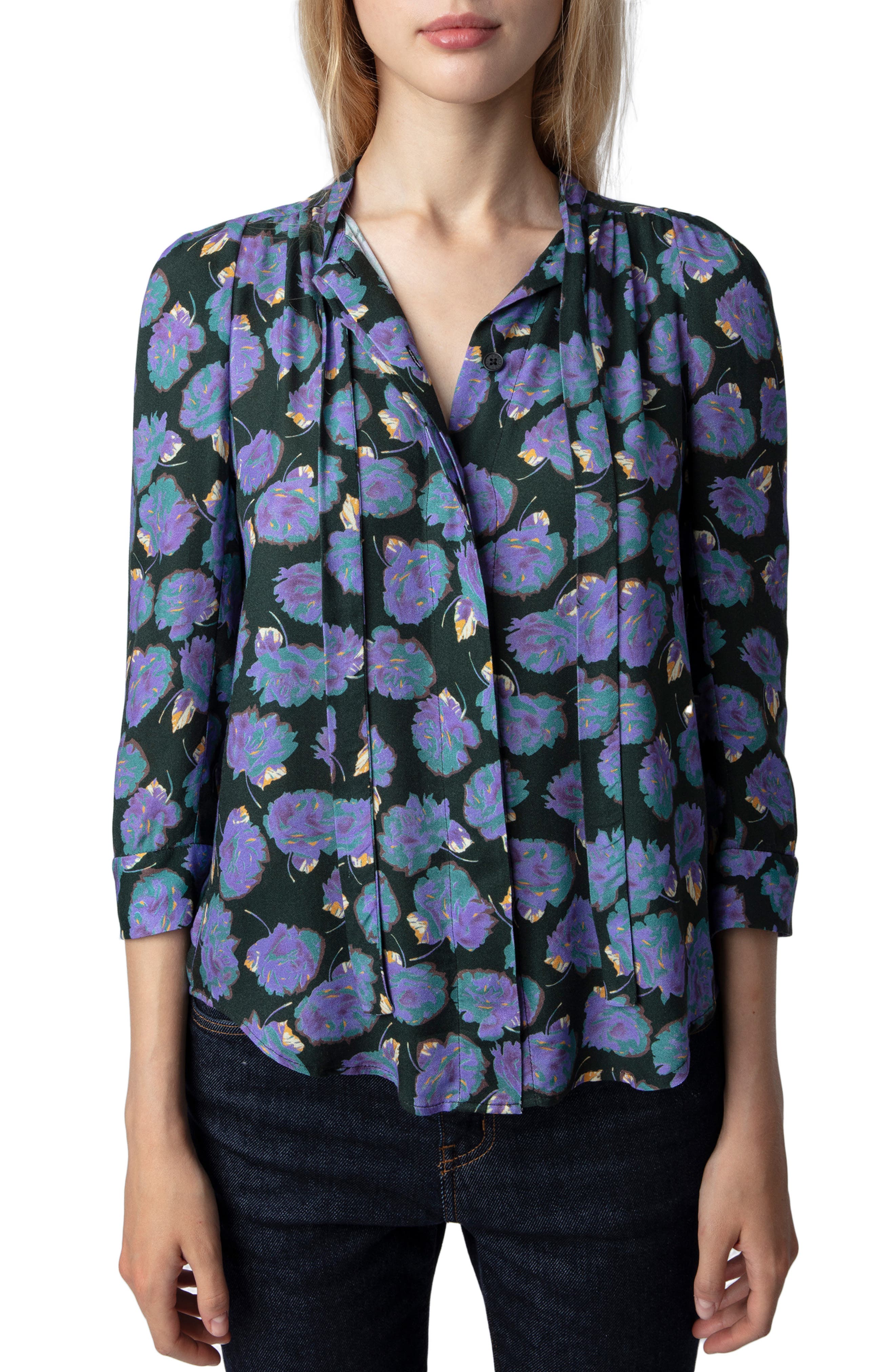 Touch Roses Tie Neck Top