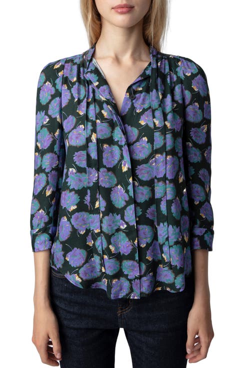 Touch Roses Tie Neck Top