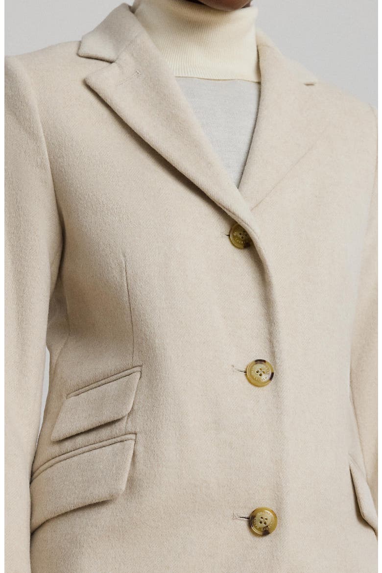 Wool Blend Reefer Coat, Alternate, color, CREAM/ BEIGE