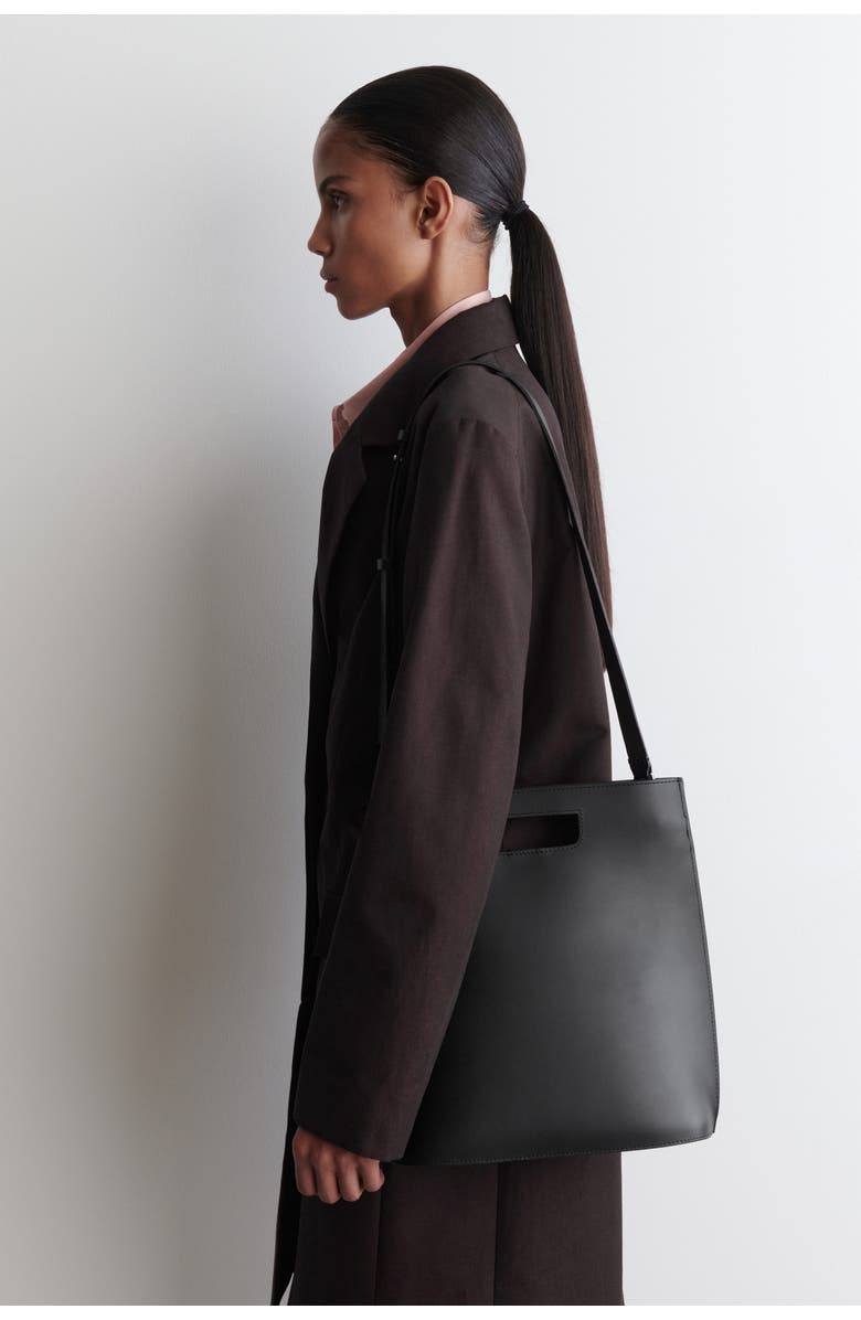 COS Folio Bag - Leather, Main, color, Black