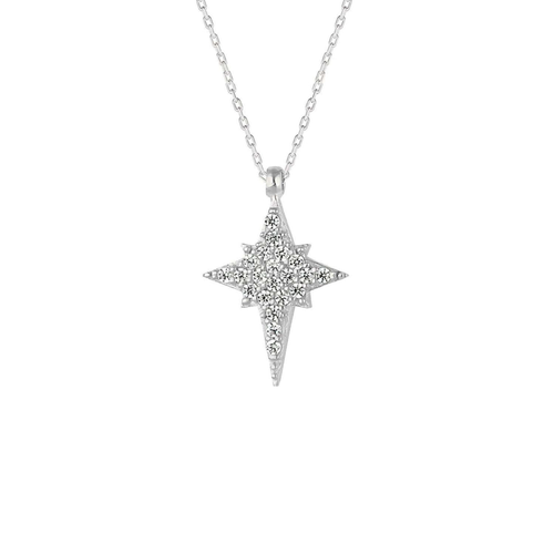 Spero London Northern Star Polaris Sterling Silver Necklace In Gray