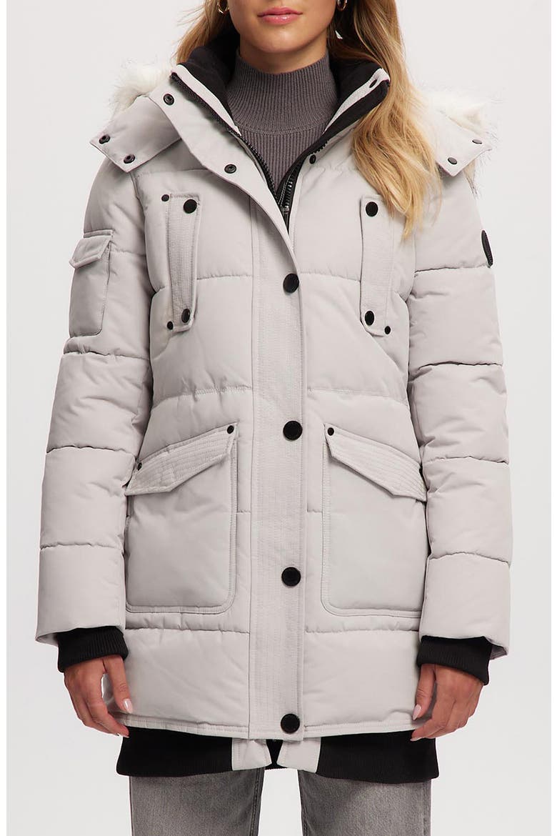 Astrid Heavyweight Faux Fur Trim Jacket, Main, color, SNOW