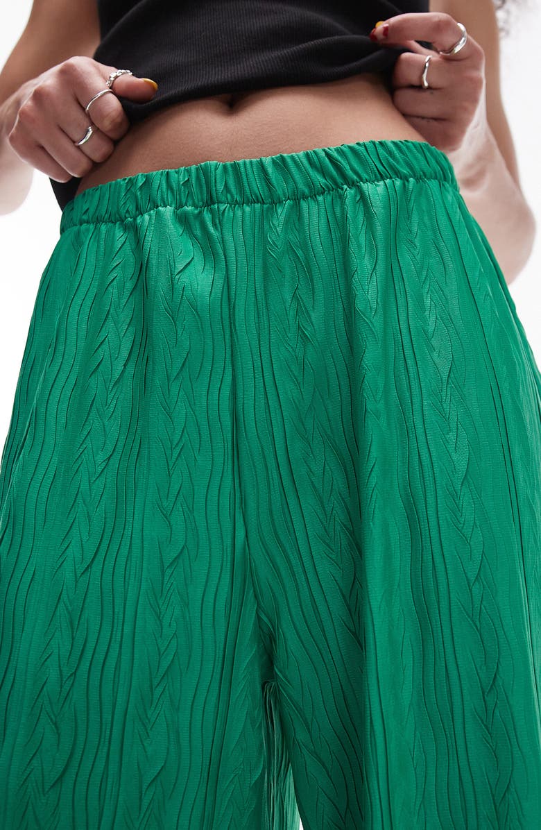 Topshop Plissé Pull-On Wide Leg Pants, Alternate, color, 