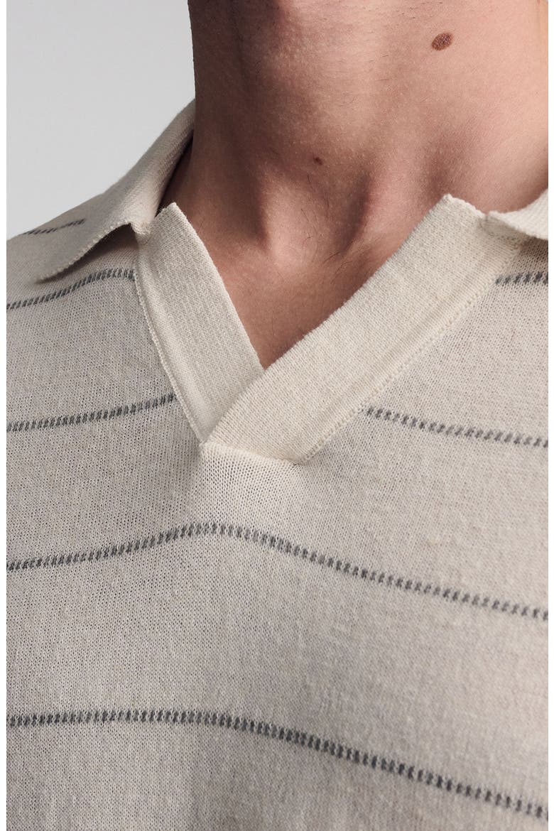 Stripe Short Sleeve Sweater Polo, Alternate, color, ANTIQUE WHITE