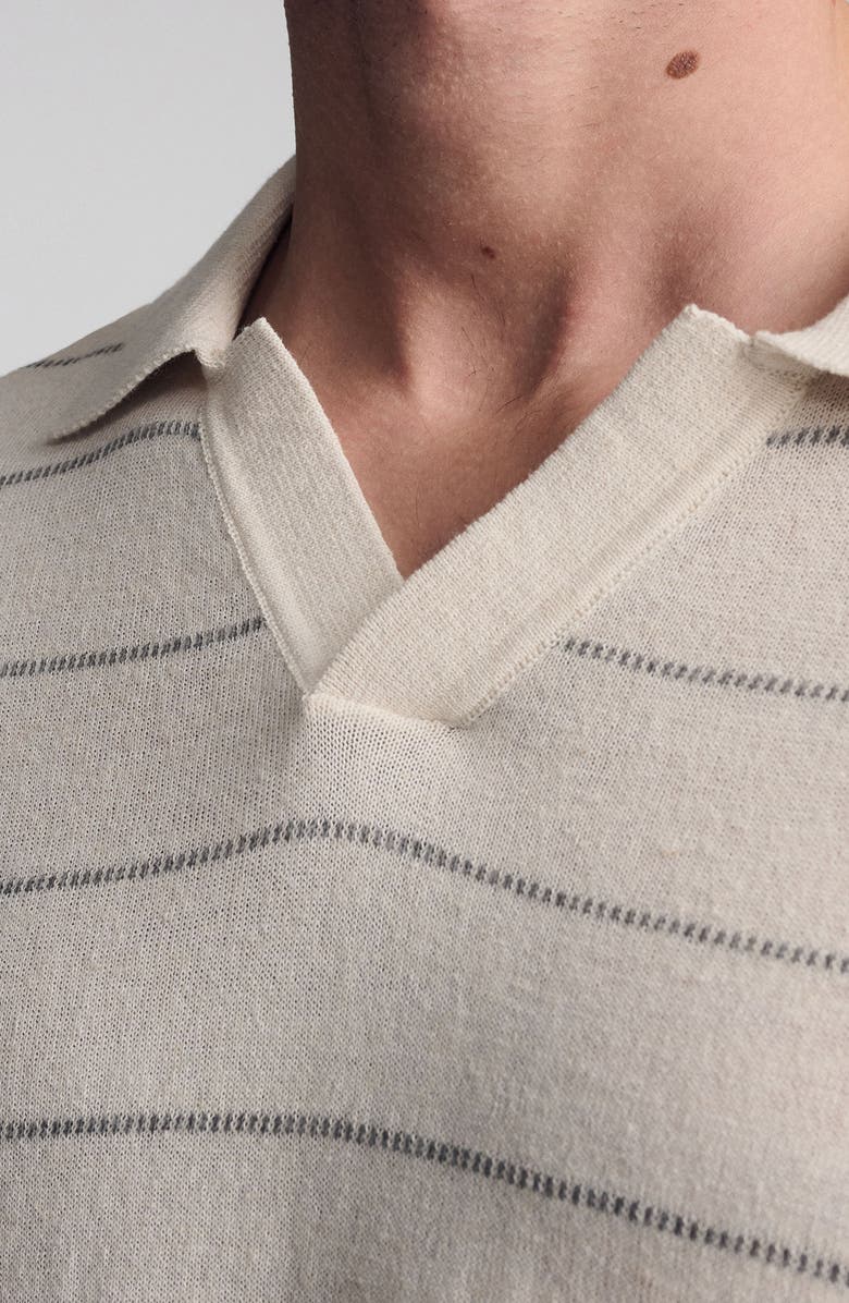 Mavi Jeans Stripe Short Sleeve Sweater Polo, Alternate, color, Antique White