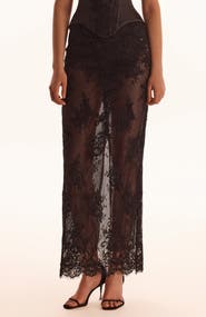 Milla Semi-Sheer Lace Evening Occasion Maxi Skirt