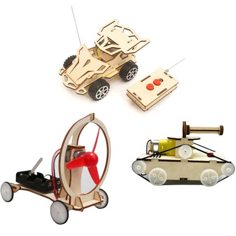 DIY Engineering Adventure Kit, Build & 3 Wood Motorized Toy Vehicles