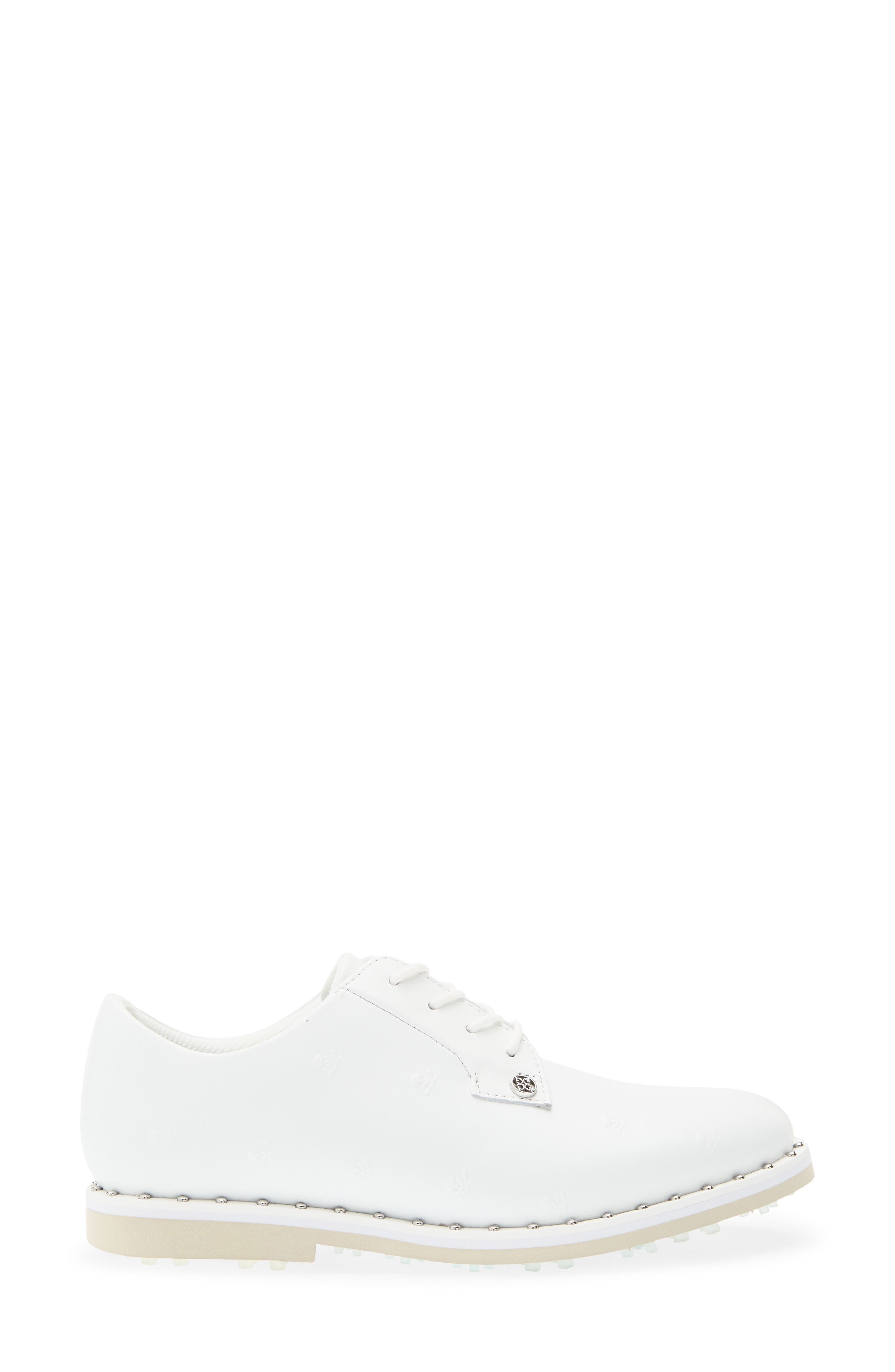 Gallivanter Studded Leather Golf Shoe, Alternate, color, SNOW/ STONE