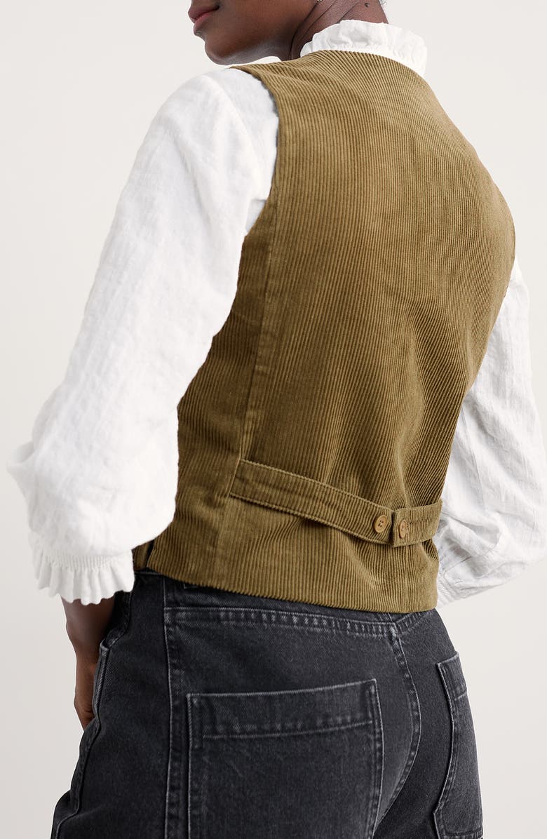 Seasalt Cornwall Pinpoint Organic Cotton Corduroy Vest, Alternate, color, Bright Olive