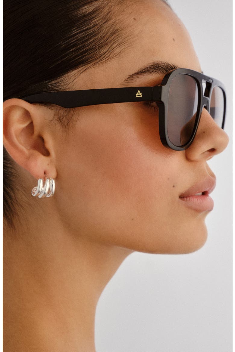 Whirlpool 53mm Aviator Sunglasses, Alternate, color, BLACK / BROWN MONO