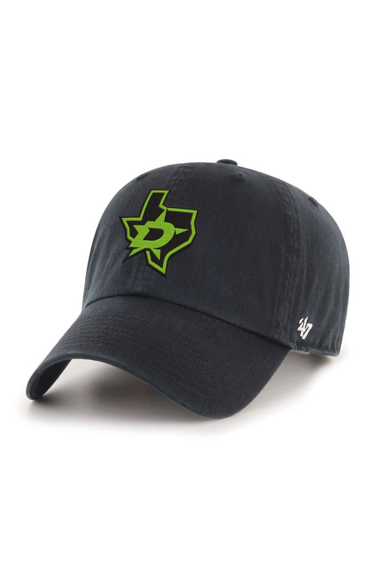 '47 Men's '47 Black Dallas Stars Logo Clean Up Adjustable Hat, Main, color, Black