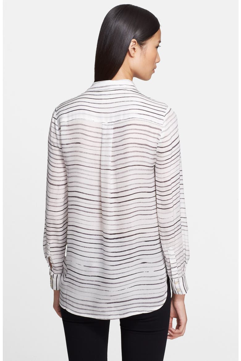 Stripe Silk Blouse, Alternate, color, SWAN/ BLACK