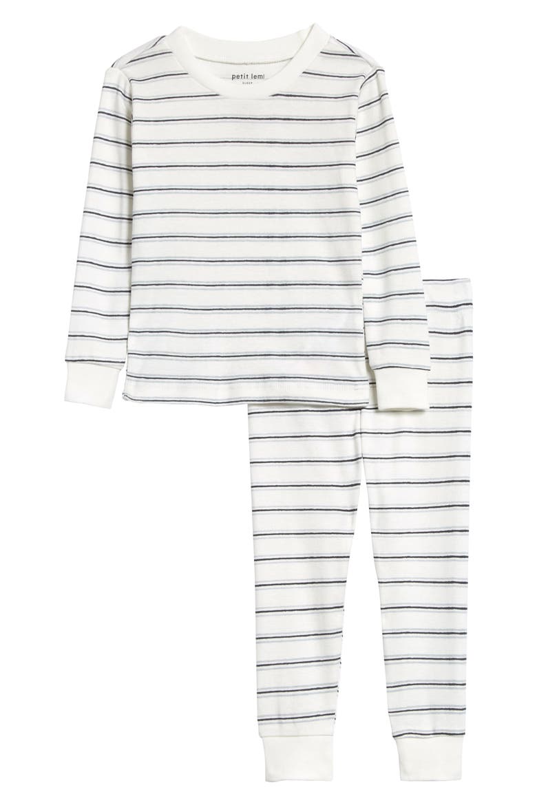 Print Fitted Two-Piece Pajamas, Main, color, OFF WHITE