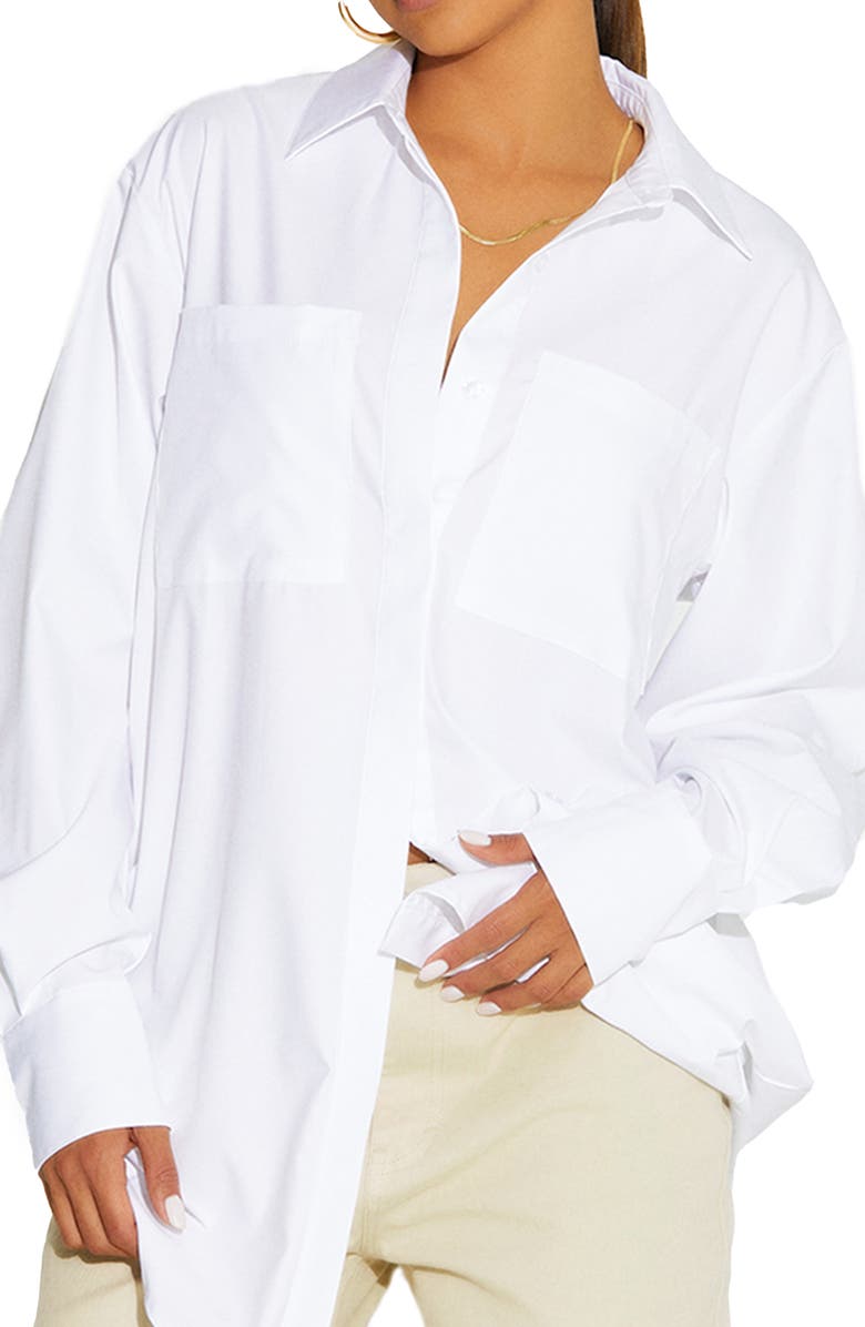 Naked Wardrobe Oversize Button-Up Shirt, Main, color, 