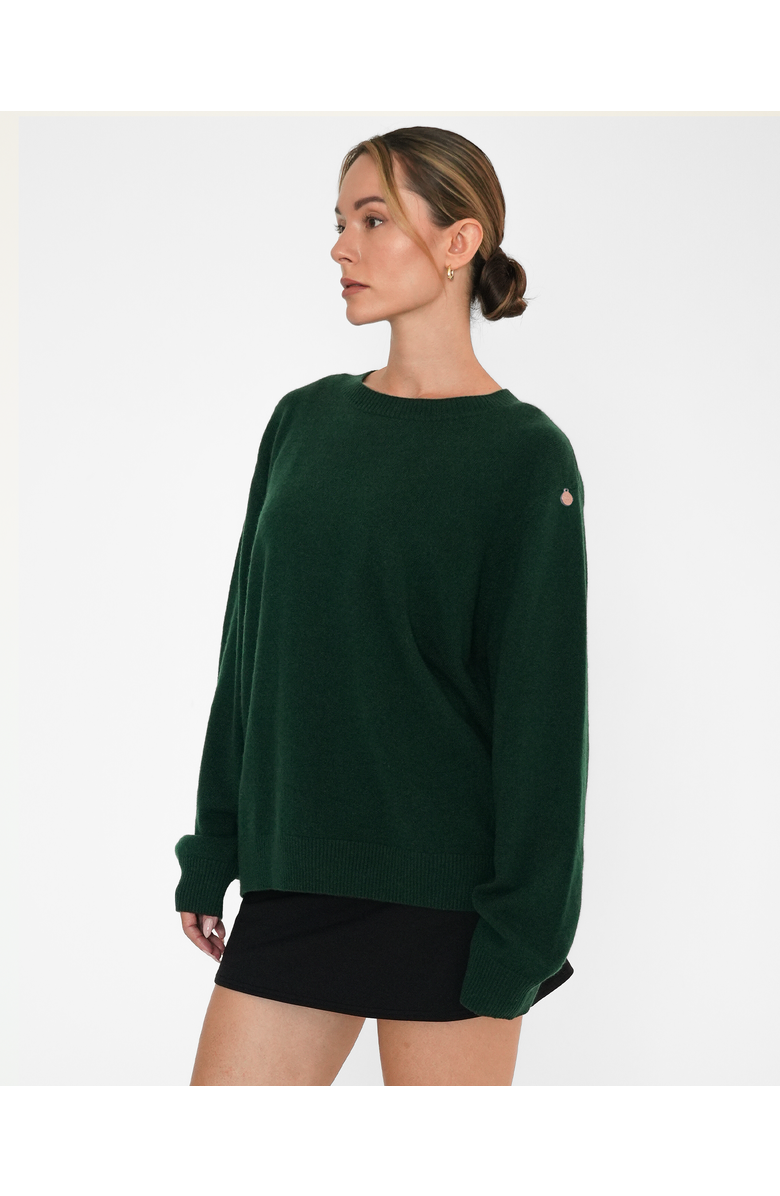 Rebody Active Beau Oversized Crewneck Cashmere Sweater, Alternate, color, Hunter Green