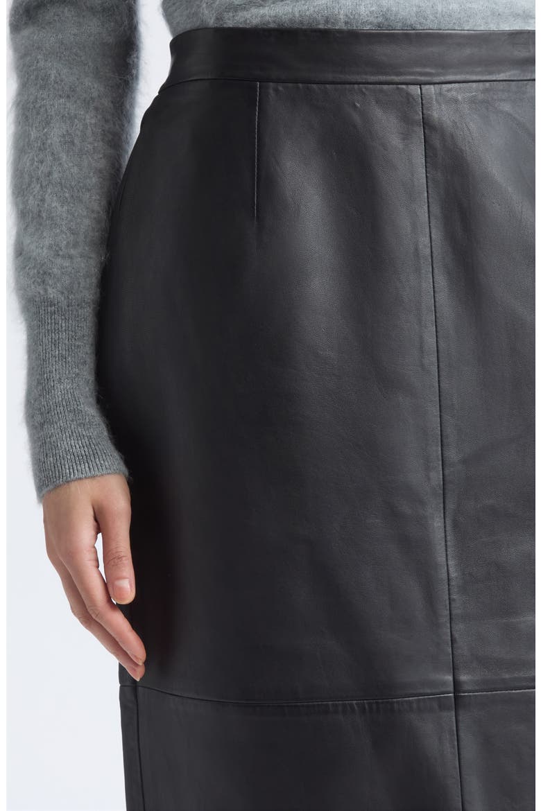 Hank Leather Midi Skirt, Alternate, color, BLACK