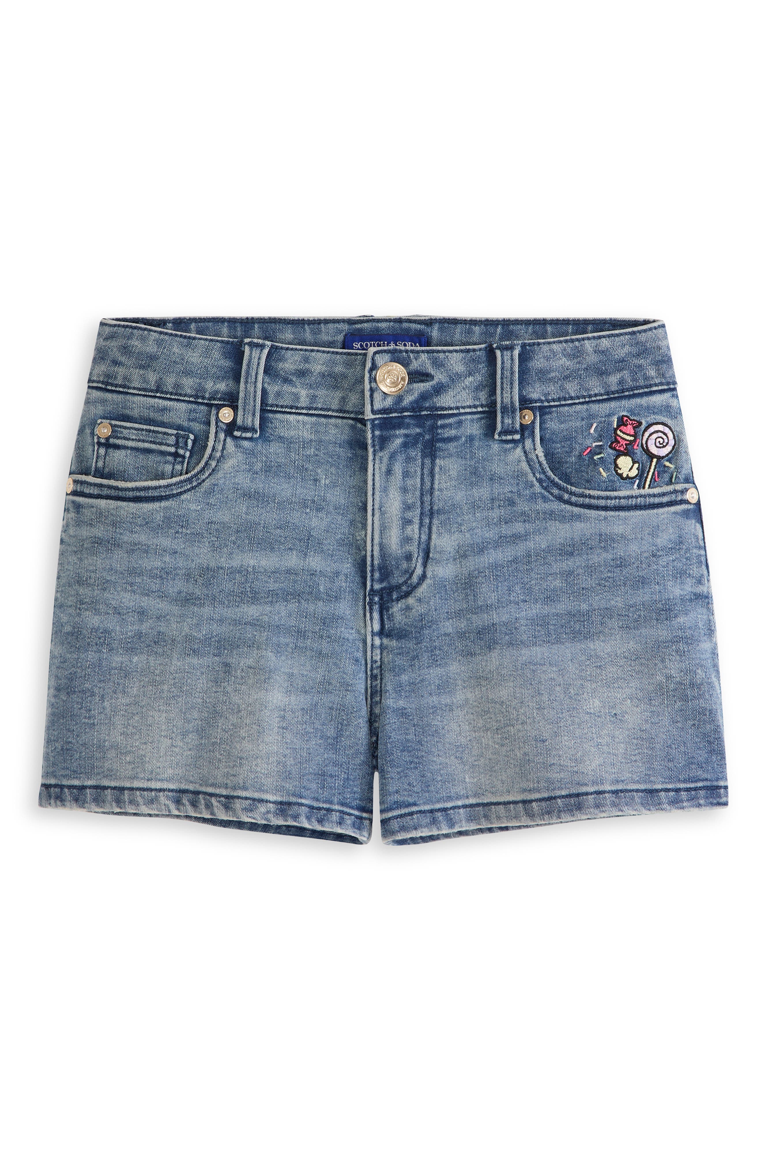 Scotch & Soda Kids' Embroidered Denim Shorts