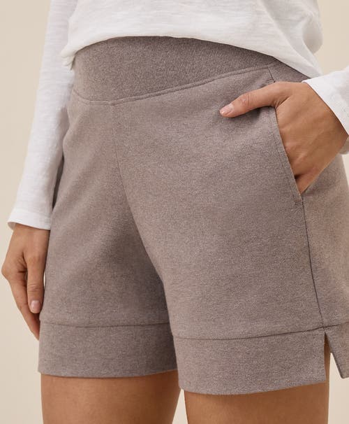Pact Organic Cotton Airplane Pull On Short In Deep Taupe Heather