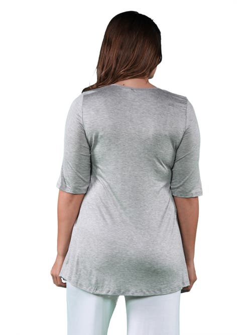 24seven Comfort Apparel Elbow Swing Tunic Top In Gray