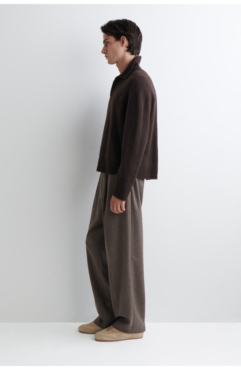 COS Brushed-Wool Polo Shirt, Alternate, color, Dark Brown