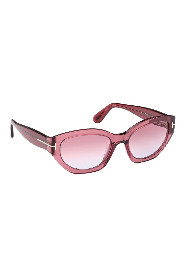 Penny 55mm Geometric Sunglasses, Alternate, color, WINE / T LOGO / VIOLET LENSES