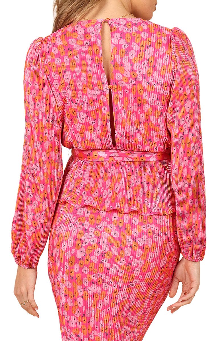 Petal & Pup Minelli Plissé Ruffle Hem Tie Waist Top, Alternate, color, Hot Pink