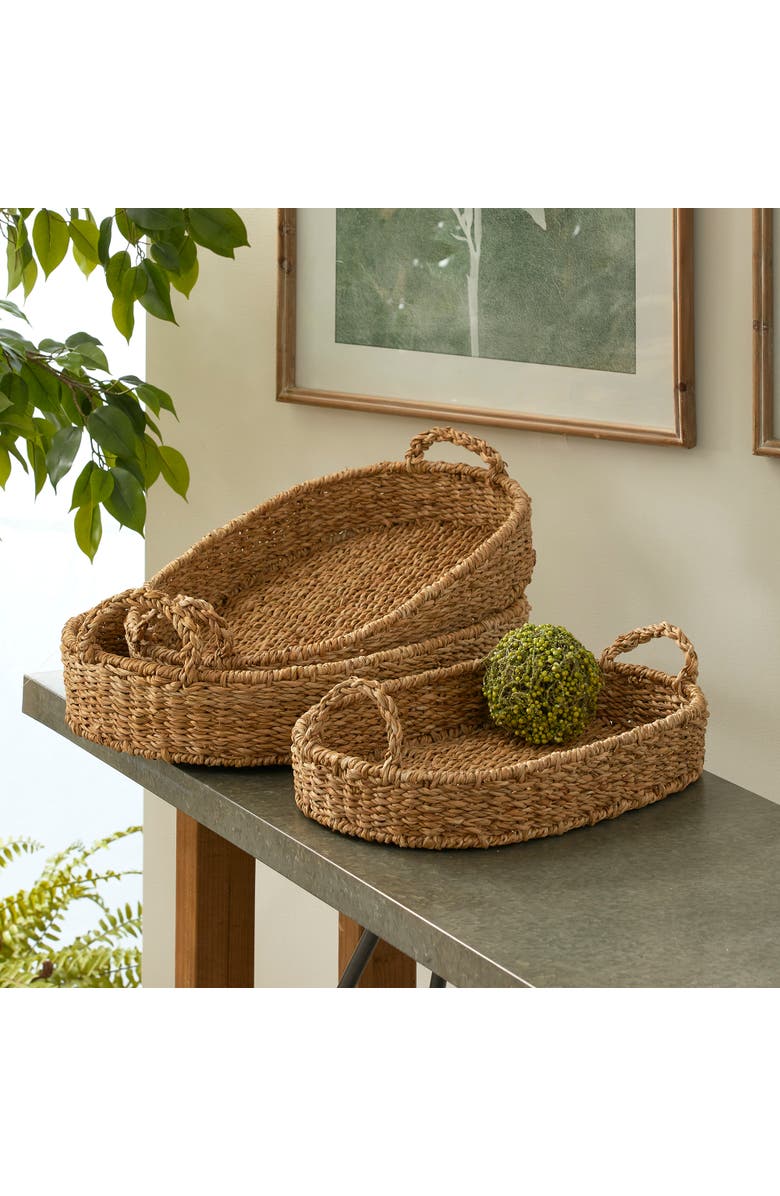 Napa Home & Garden Seagrass Oval Trays, Set Of 3, Alternate, color, Brown