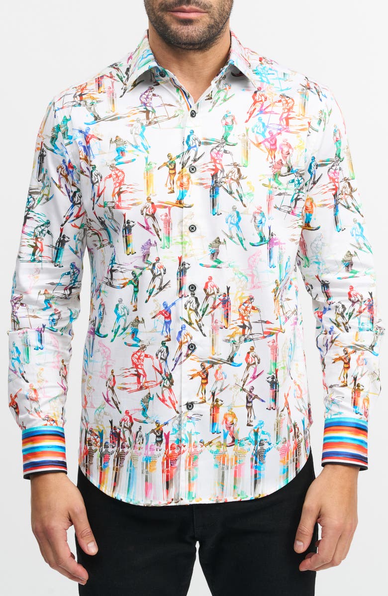 Robert Graham Off Piste Stretch Button-Up Shirt, Main, color, 
