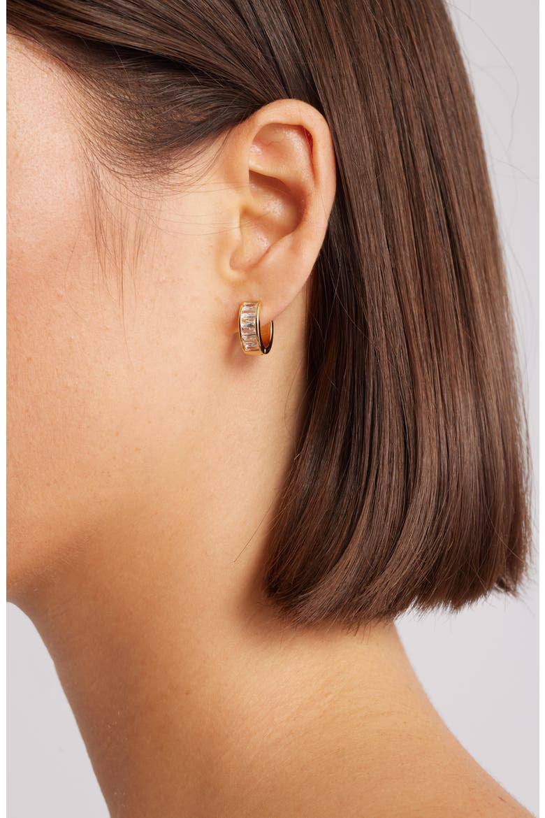 Faye Cubic Zirconia Hoop Earrings, Alternate, color, GOLD