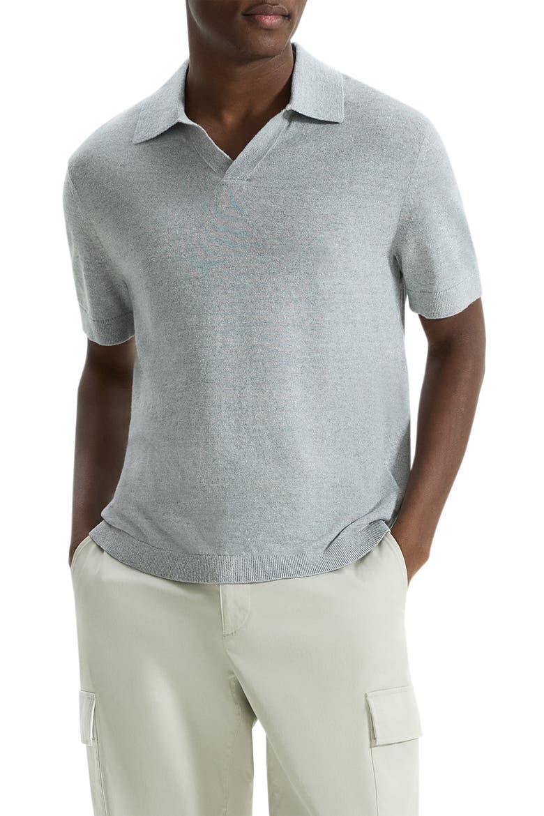 Brenan Linen Blend Polo, Main, color, GREY HEATHER - B21