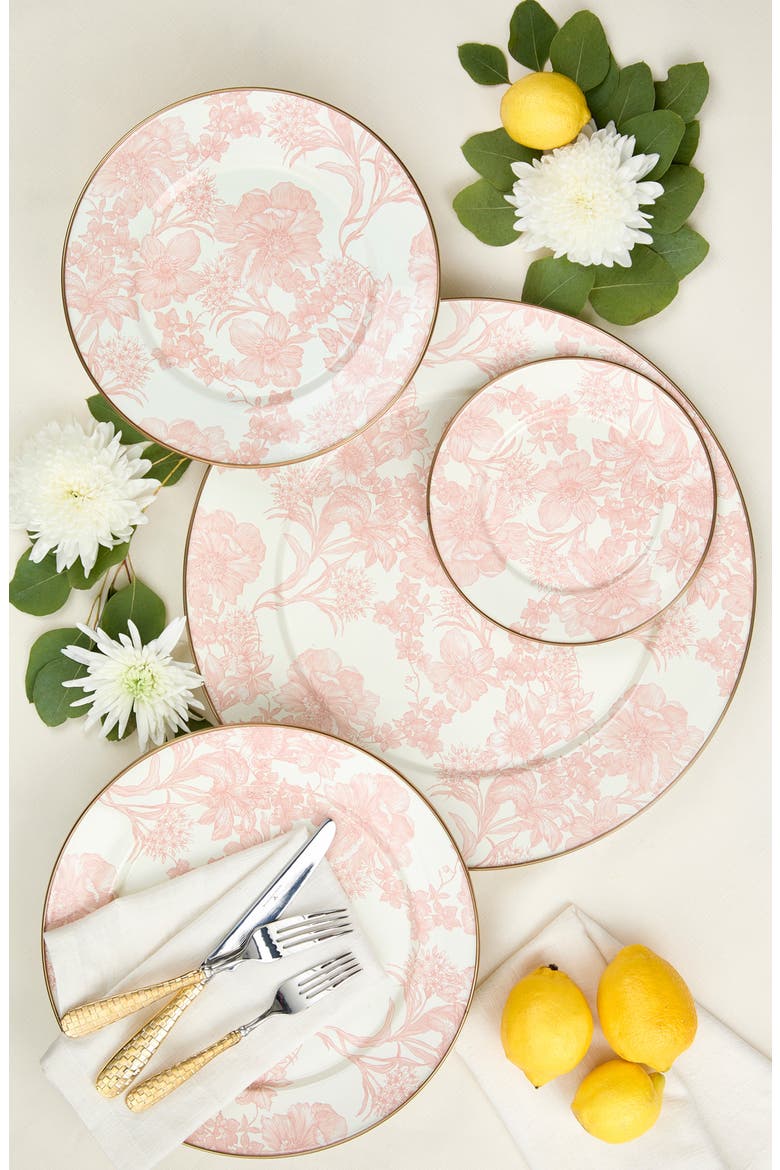 Sterling English Garden Enameled Steel Platter, Alternate, color, PINK/ WHITE