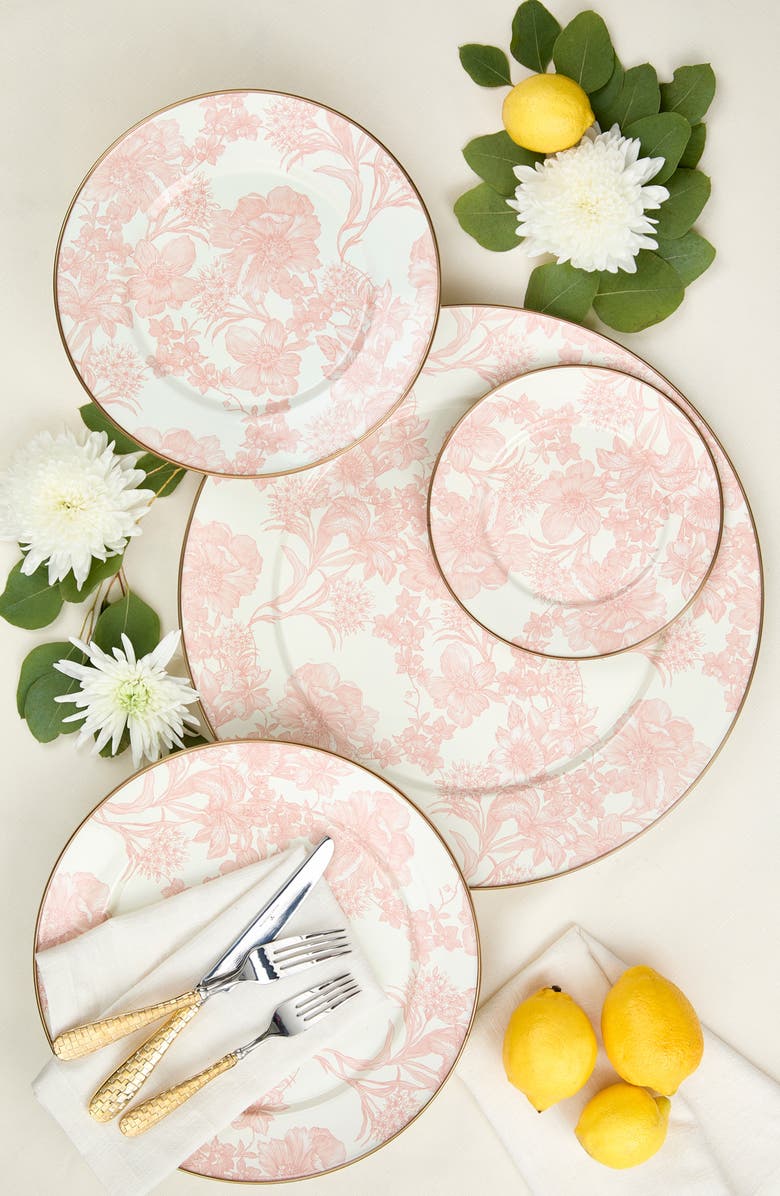 MACKENZIE CHILDS Sterling English Garden Enameled Steel Platter, Alternate, color, Pink/ White