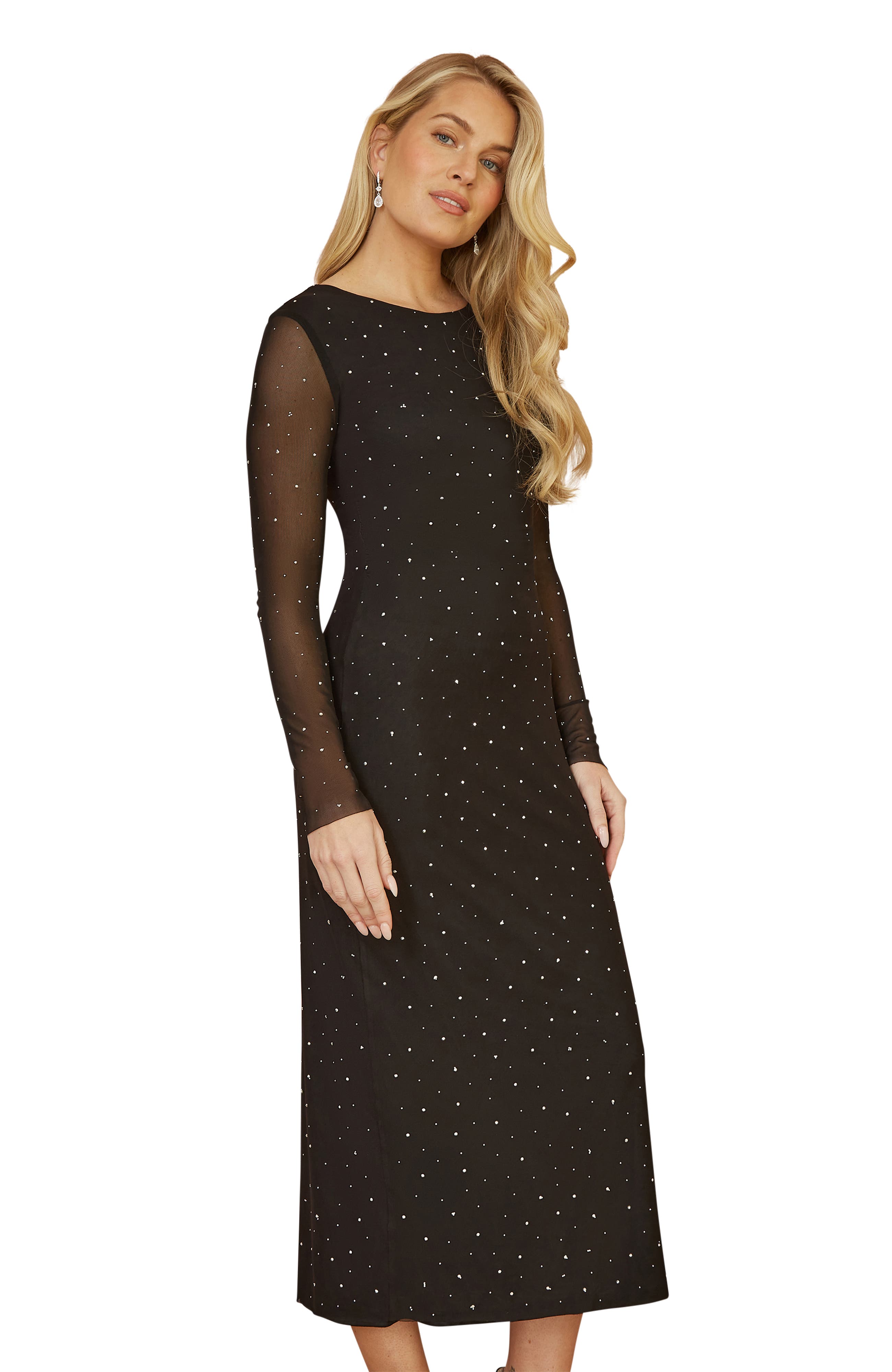 Sparkle Mesh Bodycon Midi Dress - image 2