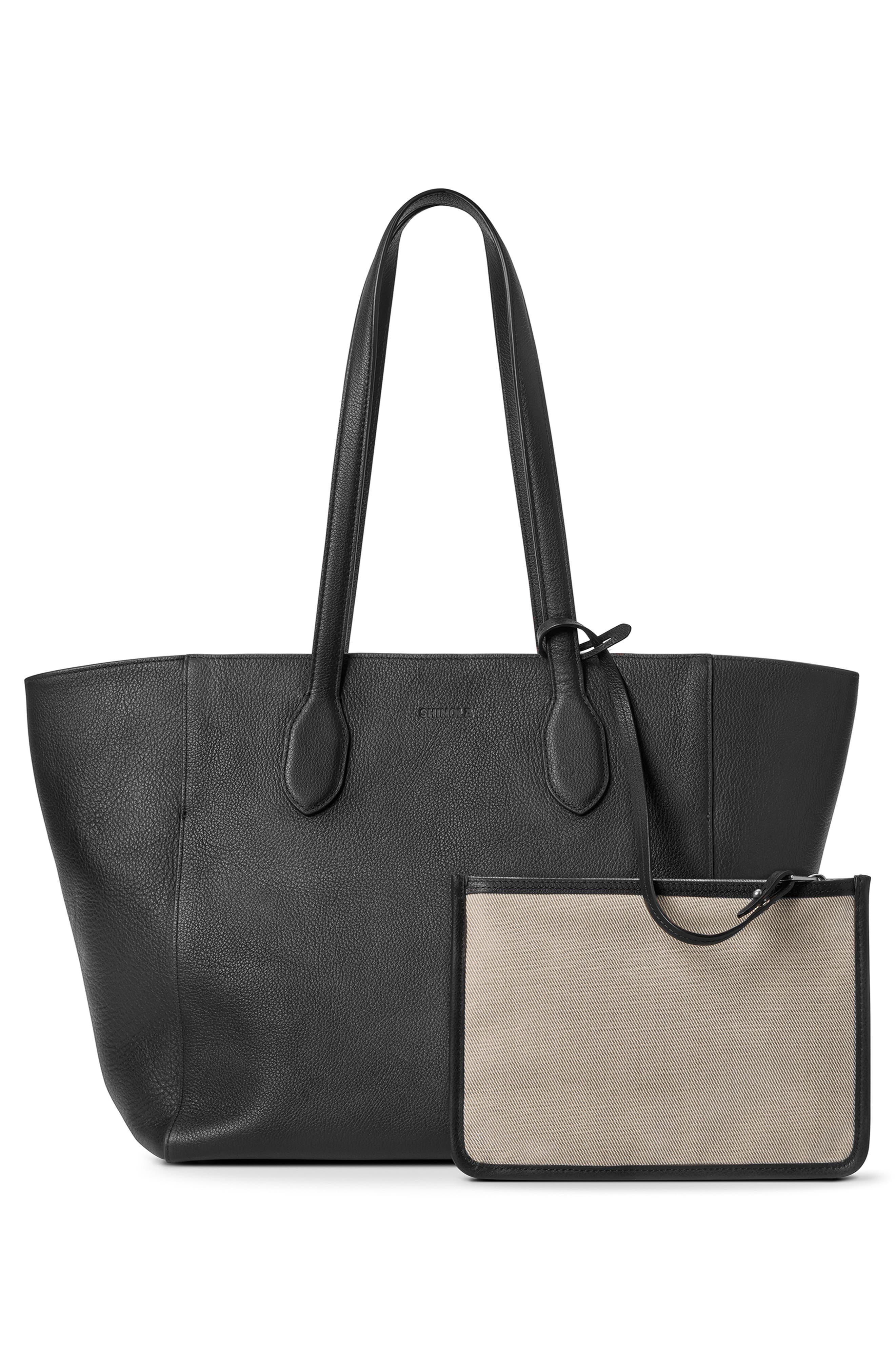 Shinola Runabout Pebble Leather Tote, Alternate, color, Black